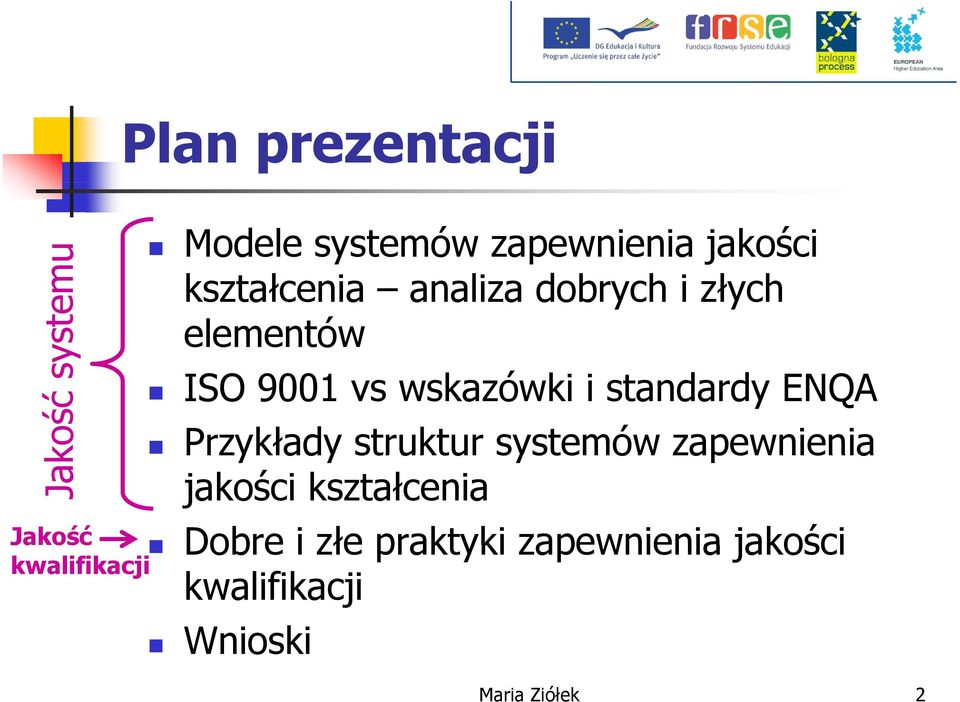 standardy ENQA Przykłady struktur systemów zapewnienia jakości kształcenia