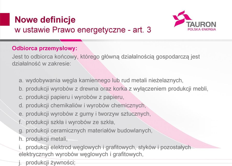 produkcji papieru i wyrobów z papieru, d. produkcji chemikaliów i wyrobów chemicznych, e. produkcji wyrobów z gumy i tworzyw sztucznych, f.