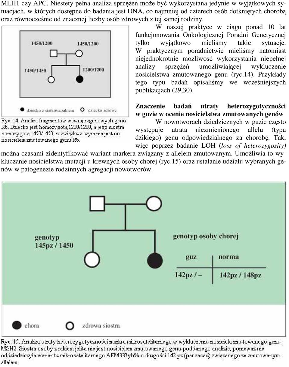znacznej liczby osób zdrowych z tej samej rodziny. W naszej praktyce w ciągu ponad 10 lat funkcjonowania Onkologicznej Poradni Genetycznej tylko wyjątkowo mieliśmy takie sytuacje.