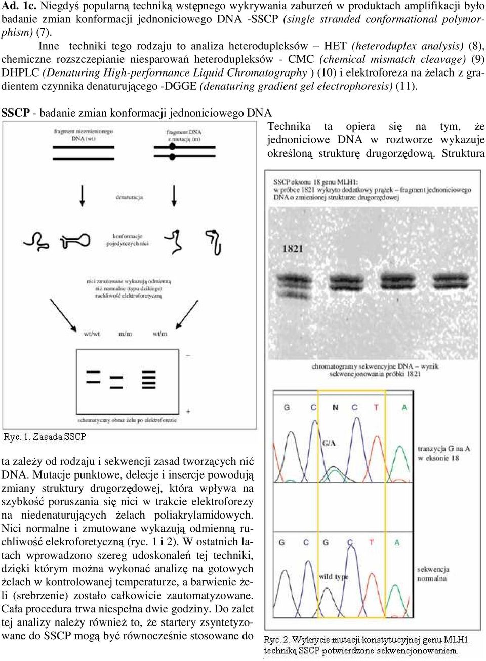 High-performance Liquid Chromatography ) (10) i elektroforeza na Ŝelach z gradientem czynnika denaturującego -DGGE (denaturing gradient gel electrophoresis) (11).