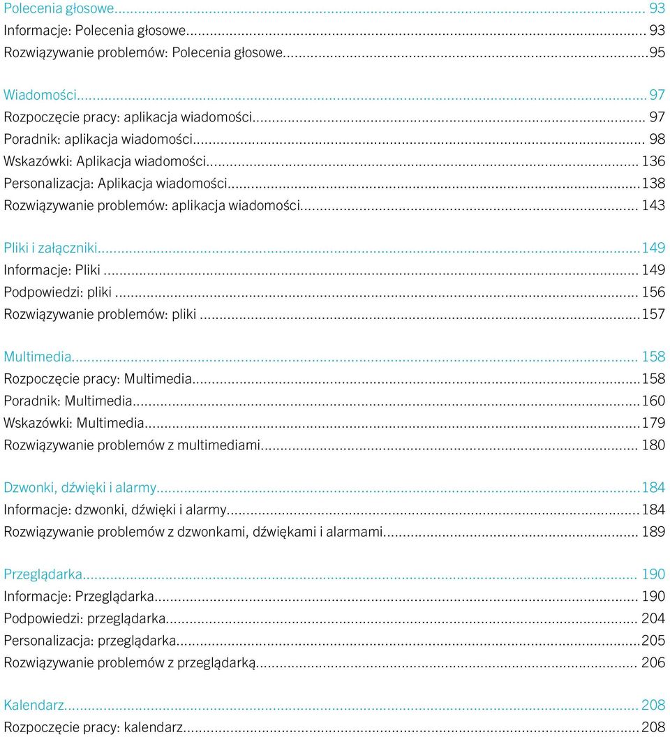 .. 149 Podpowiedzi: pliki... 156 Rozwiązywanie problemów: pliki...157 Multimedia... 158 Rozpoczęcie pracy: Multimedia...158 Poradnik: Multimedia...160 Wskazówki: Multimedia.