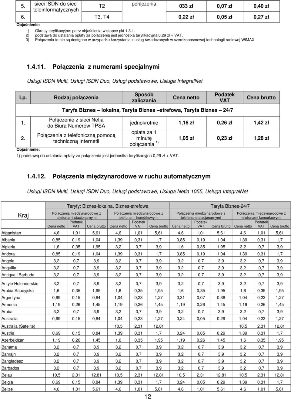 3) Połączenia te nie są dostępne w przypadku korzystania z usług świadczonych w szerokopasmowej technologii radiowej WiMAX Lp.