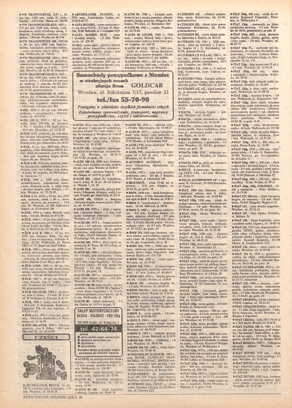 km, 2000 ccm, benzyna, zielony, katalizator, podwójna kabina, + kryta skrzynia, stan b. dobry, - 80.0 min. Wałbrzych, td. 712-93 VW TRANSPORTER, 1988 r.