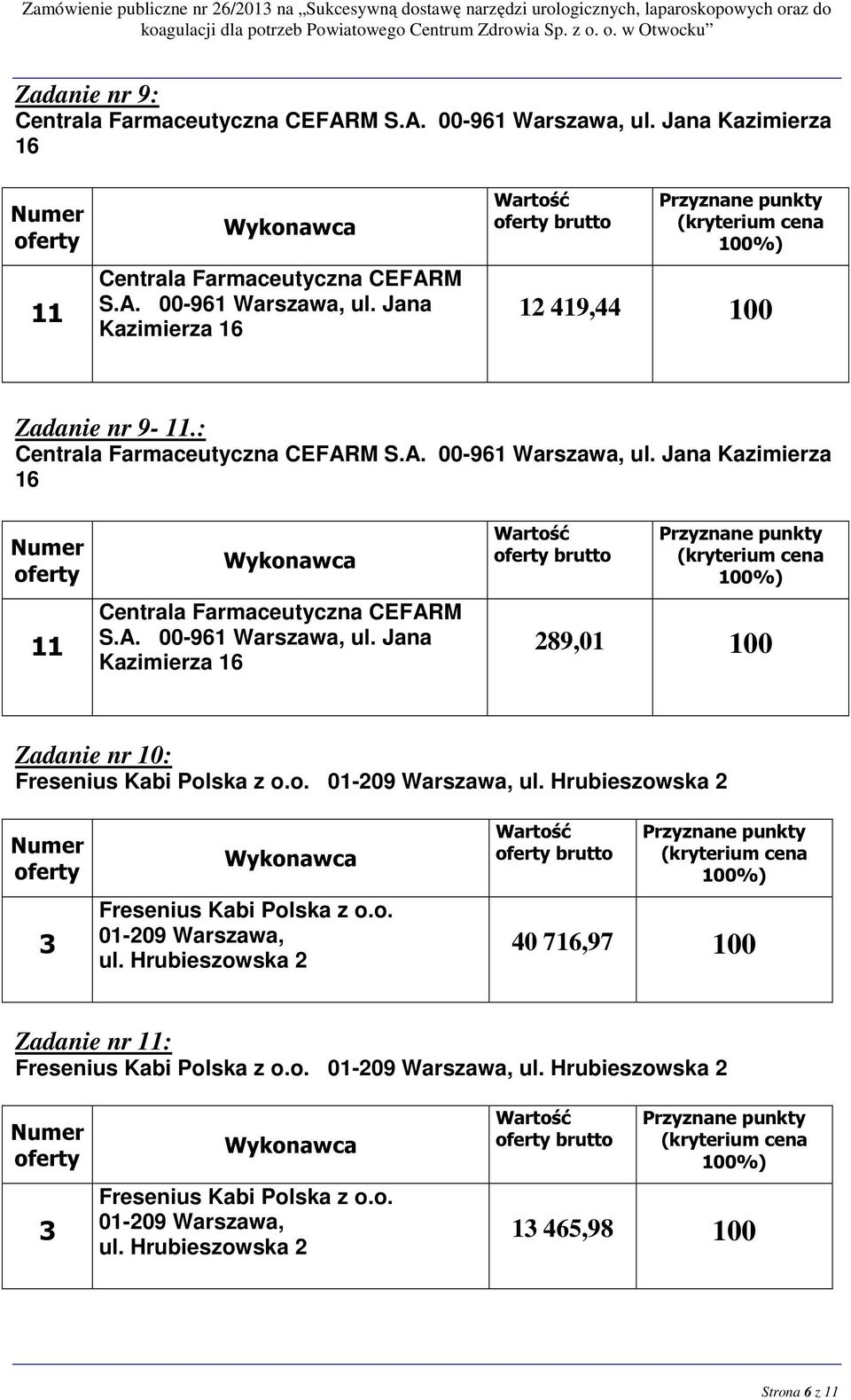 Hrubieszowska 2 3 Fresenius Kabi Polska z o.o. 01-209 Warszawa, ul.