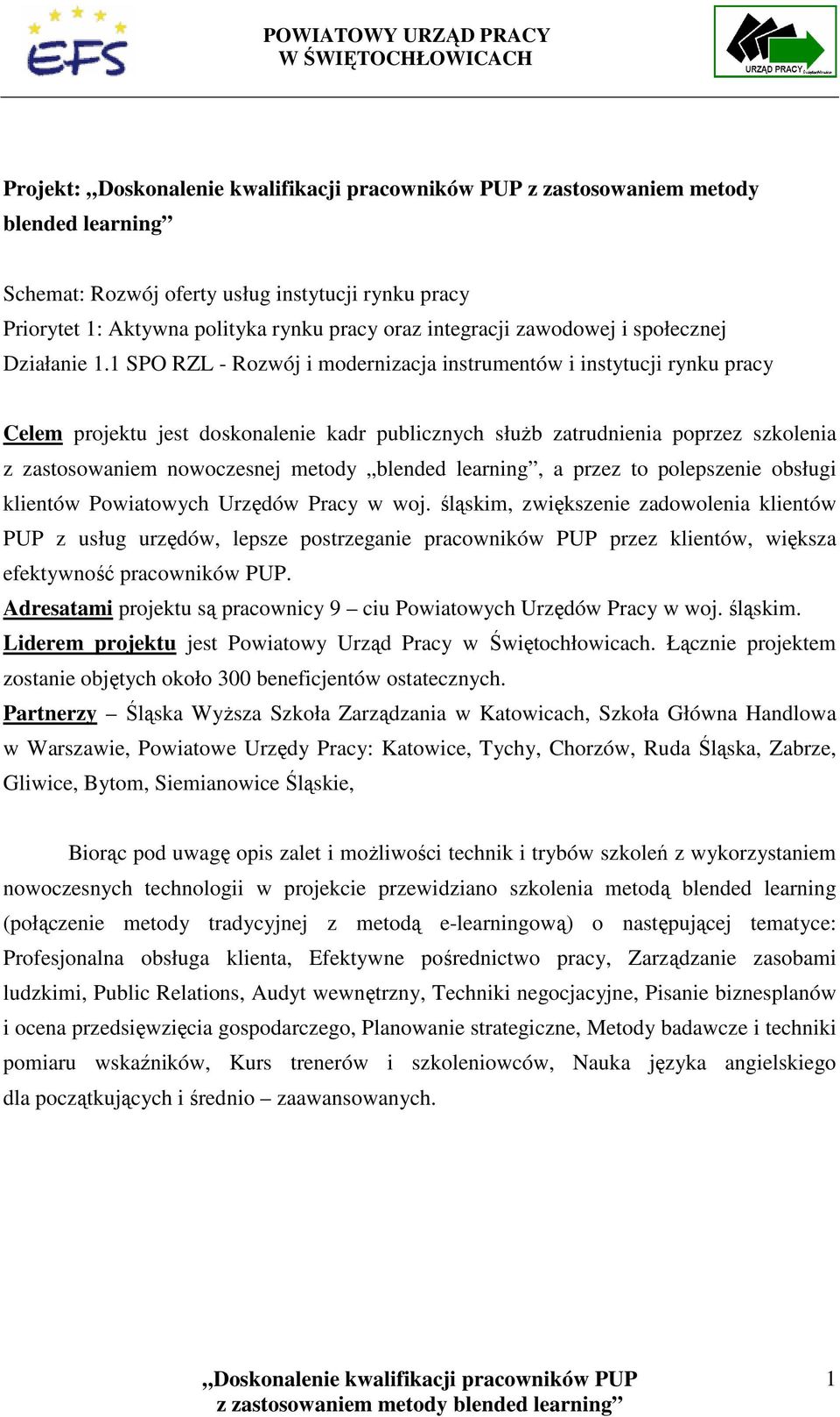 blended learning, a przez to polepszenie obsługi klientów Powiatowych Urzędów Pracy w woj.