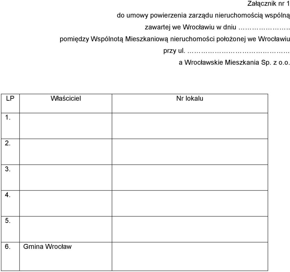 . pomiędzy Wspólnotą Mieszkaniową nieruchomości położonej we