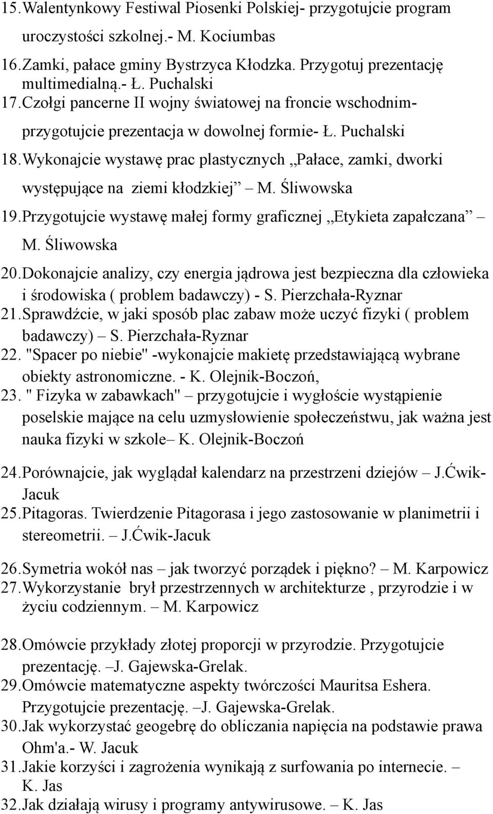 Wykonajcie wystawę prac plastycznych Pałace, zamki, dworki występujące na ziemi kłodzkiej M. Śliwowska 19.Przygotujcie wystawę małej formy graficznej Etykieta zapałczana M. Śliwowska 20.