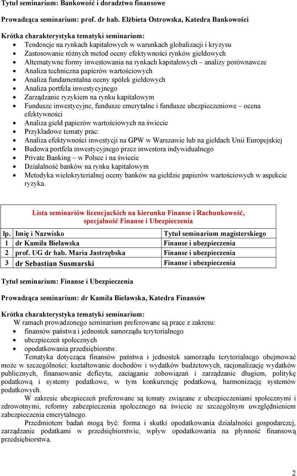 inwestowania na rynkach kapitałowych analizy porównawcze Analiza techniczna papierów wartościowych Analiza fundamentalna oceny spółek giełdowych Analiza portfela inwestycyjnego Zarządzanie ryzykiem