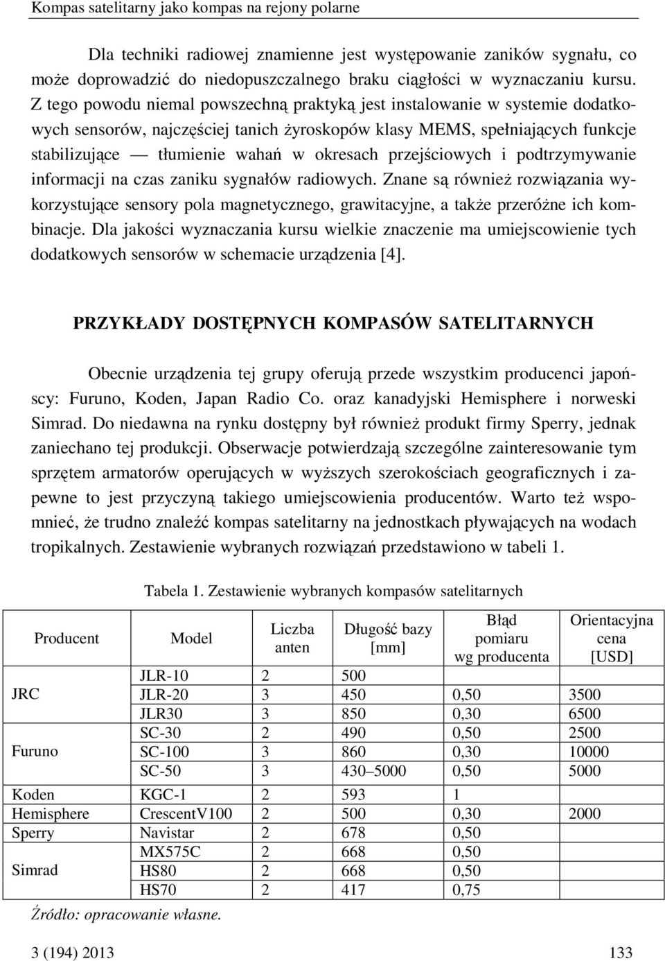 przejściowych i podtrzymywanie informacji na czas zaniku sygnałów radiowych. Znane są również rozwiązania wykorzystujące sensory pola magnetycznego, grawitacyjne, a także przeróżne ich kombinacje.