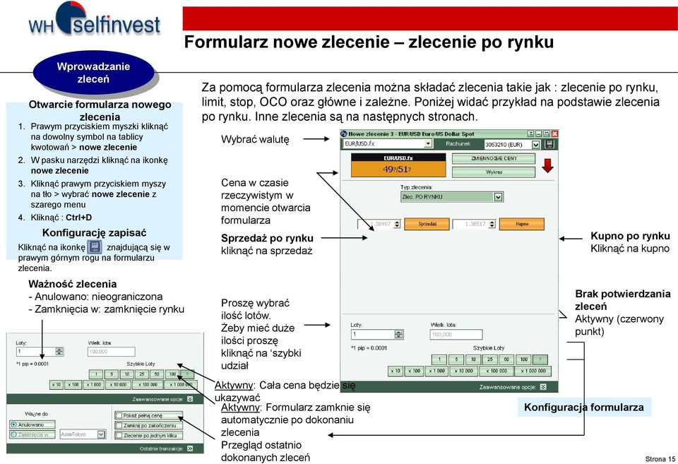 Kliknąć : Ctrl+D Wprowadzanie Konfigurację zapisać Kliknąć na ikonkę znajdującą się w prawym górnym rogu na formularzu zlecenia.