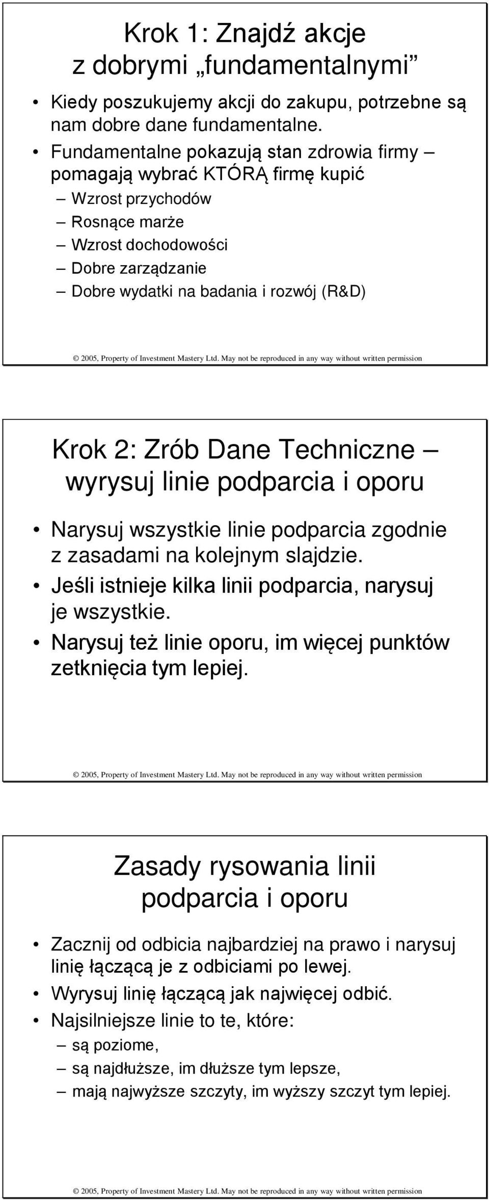 Dane Techniczne wyrysuj linie podparcia i oporu Narysuj wszystkie linie podparcia zgodnie z zasadami na kolejnym slajdzie. Jeśli istnieje kilka linii podparcia, narysuj je wszystkie.