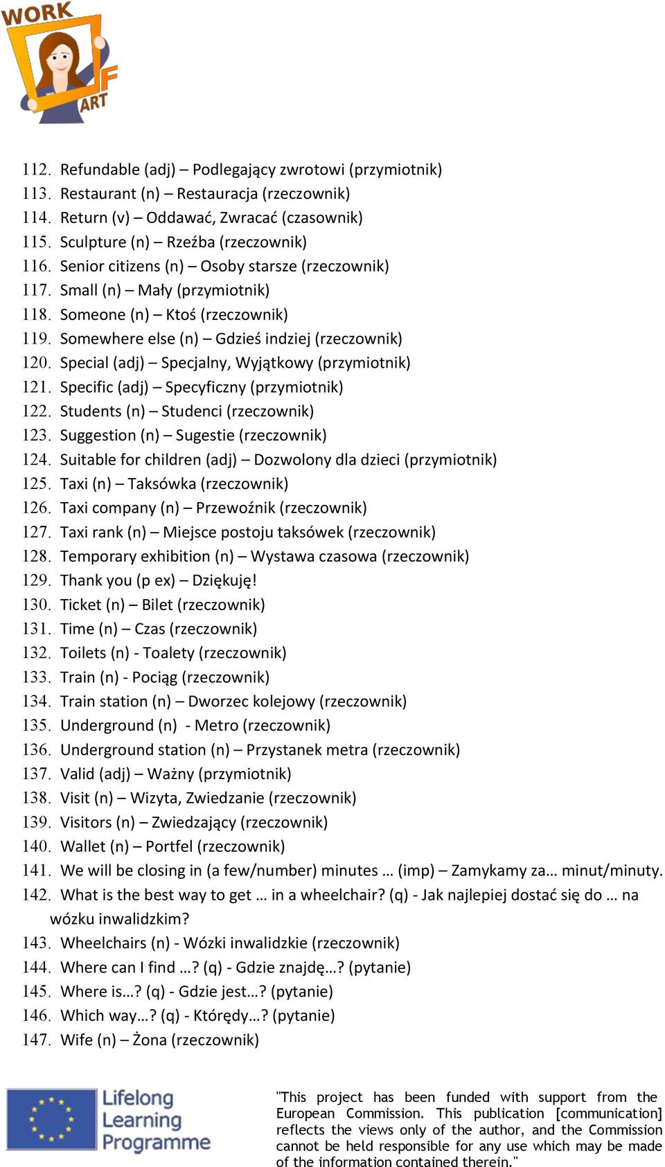 Special (adj) Specjalny, Wyjątkowy (przymiotnik) 121. Specific (adj) Specyficzny (przymiotnik) 122. Students (n) Studenci (rzeczownik) 123. Suggestion (n) Sugestie (rzeczownik) 124.