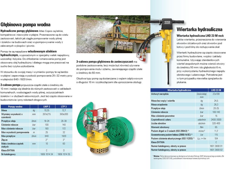 Pompy te są napędzane wbudowanym silnikiem hydraulicznym, wyposażonym w specjalny wałek napędowy, uszczelkę i łożyska.