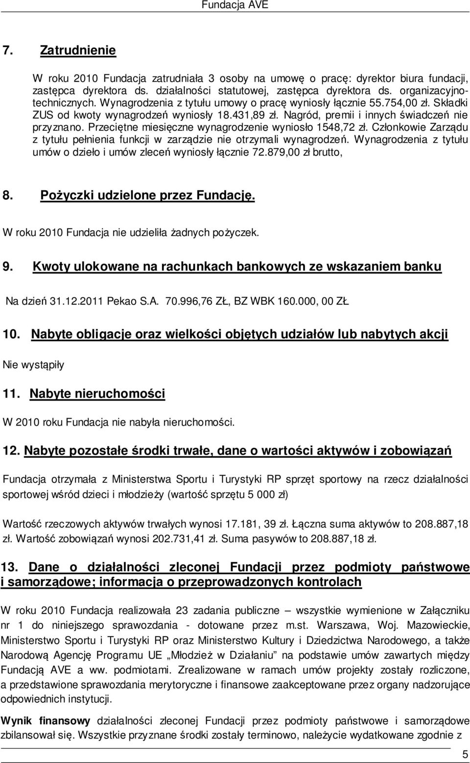 Przeciętne miesięczne wynagrodzenie wyniosło 1548,72 zł. Członkowie Zarządu z tytułu pełnienia funkcji w zarządzie nie otrzymali wynagrodzeń.