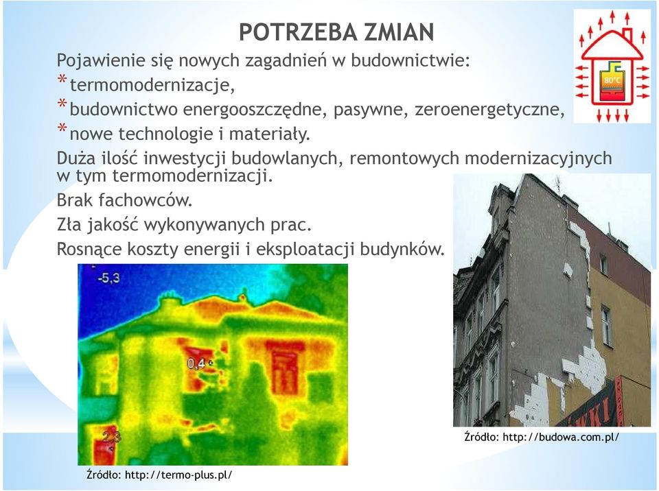 Duża ilość inwestycji budowlanych, remontowych modernizacyjnych w tym termomodernizacji. Brak fachowców.