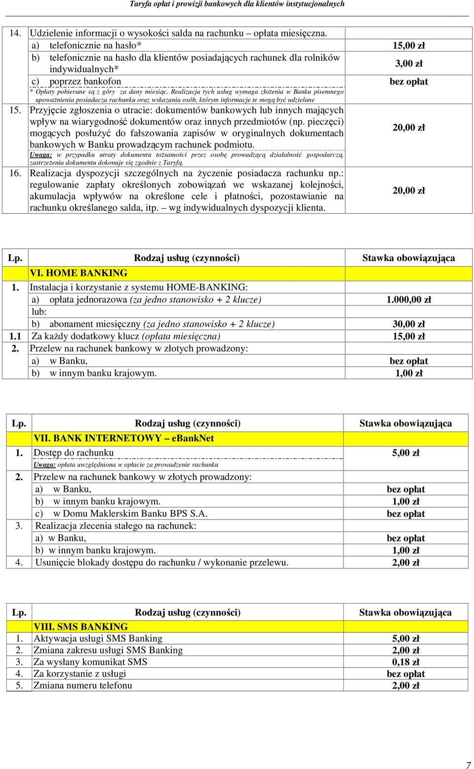 dany miesiąc. Realizacja tych usług wymaga złoŝenia w Banku pisemnego upowaŝnienia posiadacza rachunku oraz wskazania osób, którym informacje te mogą być udzielane 15.