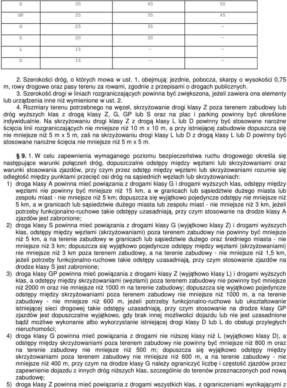 Szerokość drogi w liniach rozgraniczających powinna być zwiększona, jeŝeli zawiera ona elementy lub urządzenia inne niŝ wymienione w ust. 2. 4.