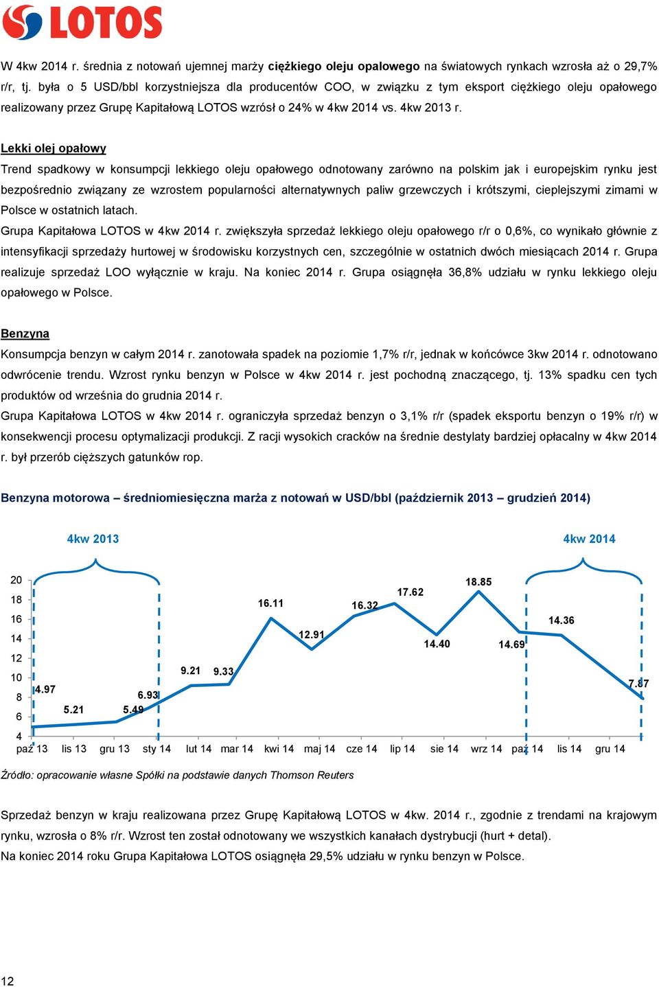 Lekki olej opałowy Trend spadkowy w konsumpcji lekkiego oleju opałowego odnotowany zarówno na polskim jak i europejskim rynku jest bezpośrednio związany ze wzrostem popularności alternatywnych paliw