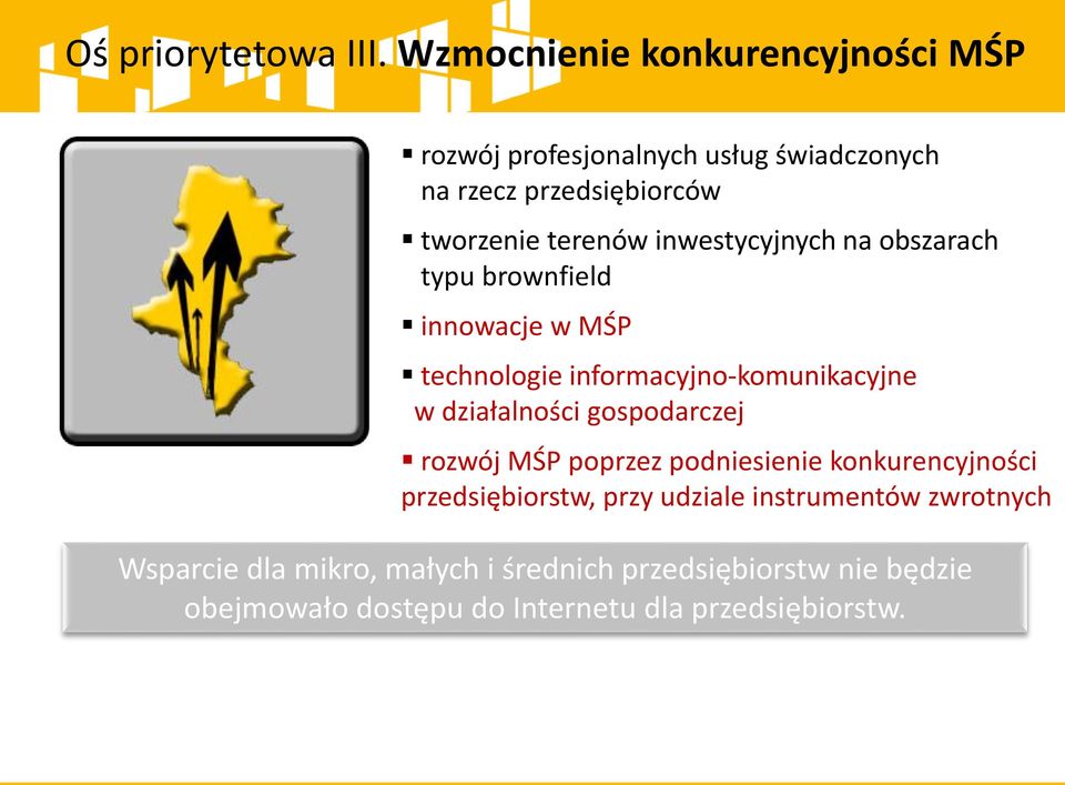 inwestycyjnych na obszarach typu brownfield innowacje w MŚP technologie informacyjno-komunikacyjne w działalności