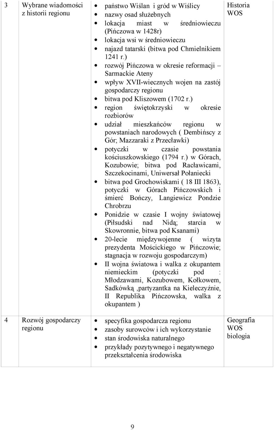 ) region świętokrzyski w okresie rozbiorów udział mieszkańców regionu w powstaniach narodowych ( Dembińscy z Gór; Mazzaraki z Przecławki) potyczki w czasie powstania kościuszkowskiego (1794 r.