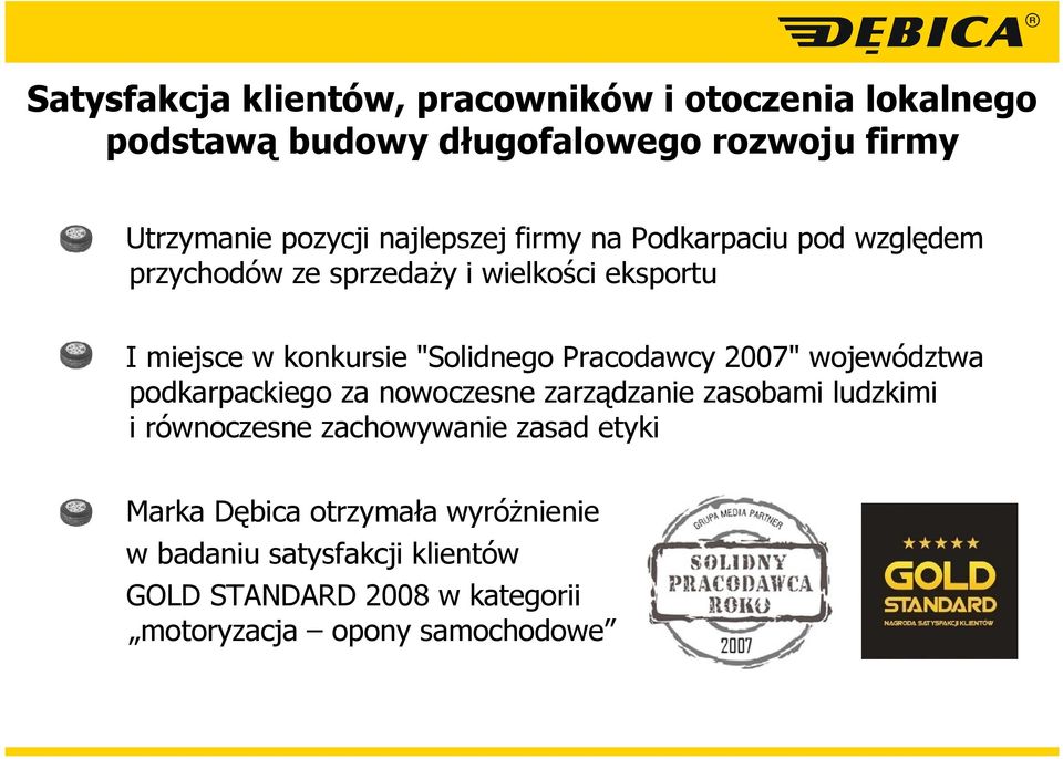 Pracodawcy 2007" województwa podkarpackiego za nowoczesne zarządzanie zasobami ludzkimi i równoczesne zachowywanie zasad