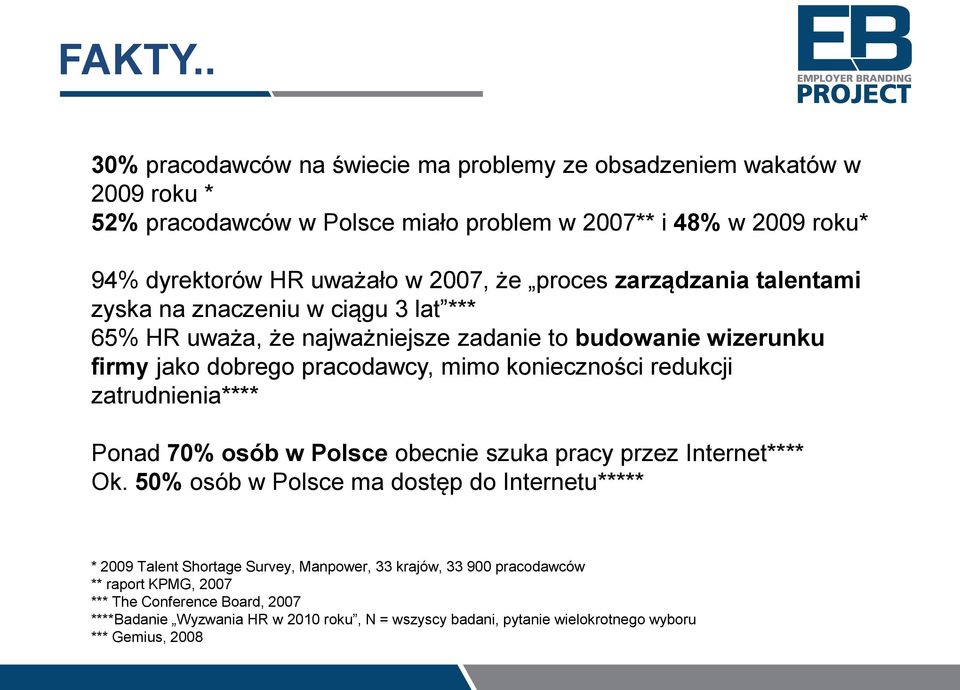 proces zarządzania talentami zyska na znaczeniu w ciągu 3 lat *** 65% HR uważa, że najważniejsze zadanie to budowanie wizerunku firmy jako dobrego pracodawcy, mimo konieczności