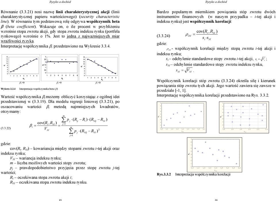 Interpretację współczynnka β przedstawono na Wykrese 3.3.4. 6 4 8 6 4 Wykres 3.3.4 β > β β < Interpretacja współczynnka beta (β) Wartość współczynnka β możemy oblczyć korzystając z oólnej de przedstawonej w (3.