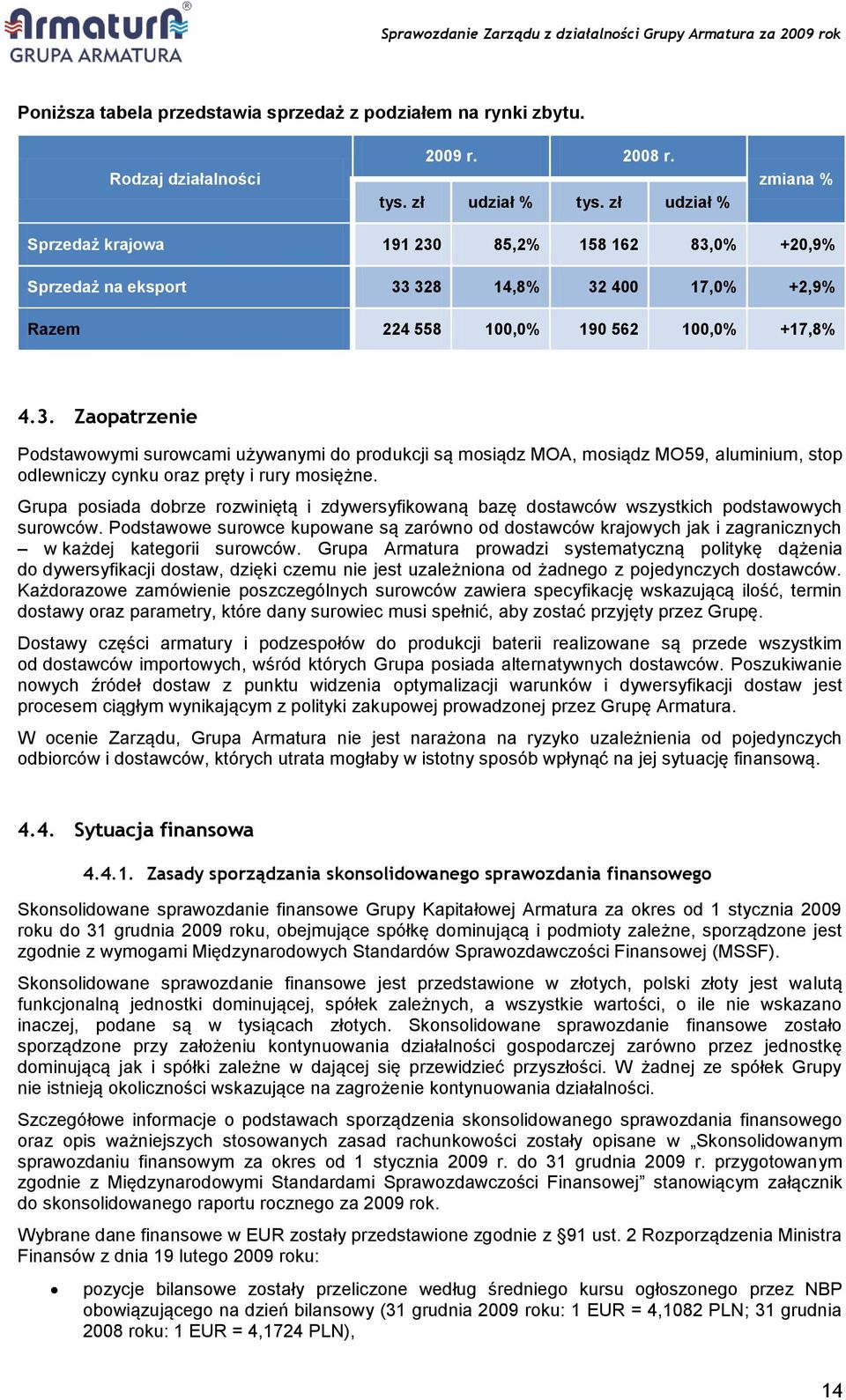 Grupa posiada dobrze rozwiniętą i zdywersyfikowaną bazę dostawców wszystkich podstawowych surowców.