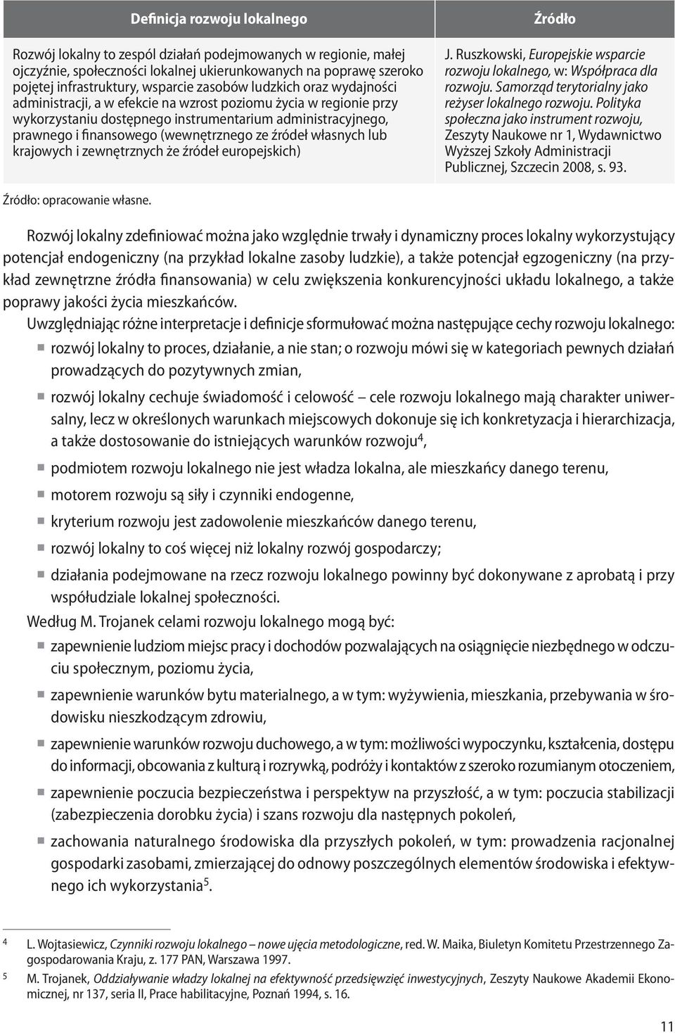 źródeł własnych lub krajowych i zewnętrznych że źródeł europejskich) Źródło J. Ruszkowski, Europejskie wsparcie rozwoju lokalnego, w: Współpraca dla rozwoju.