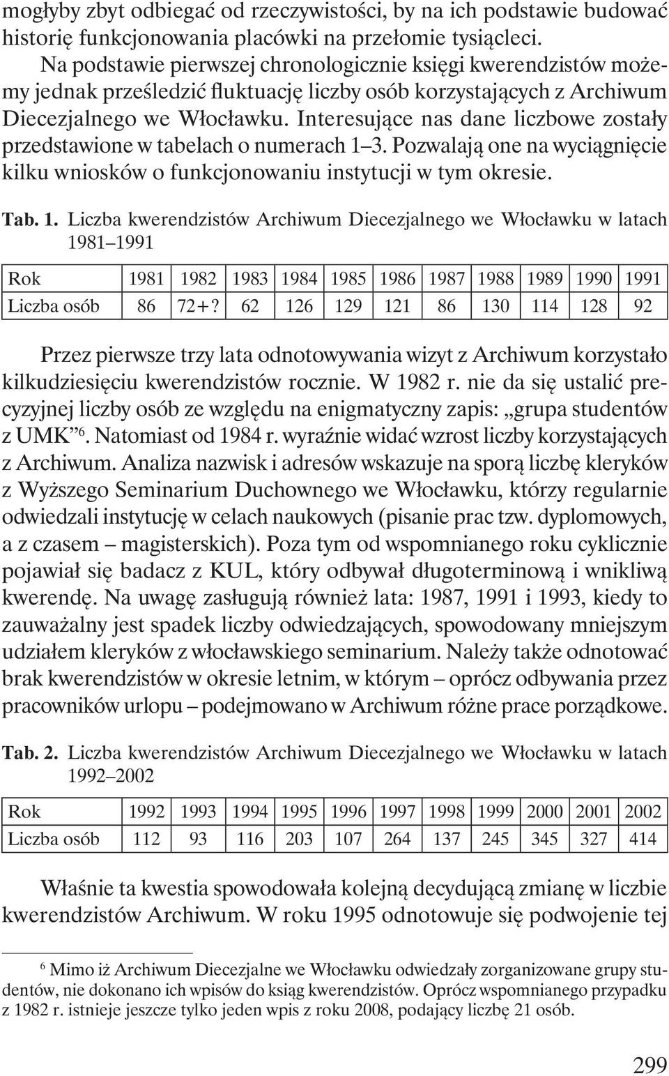 Interesujące nas dane liczbowe zostały przedstawione w tabelach o numerach 1 