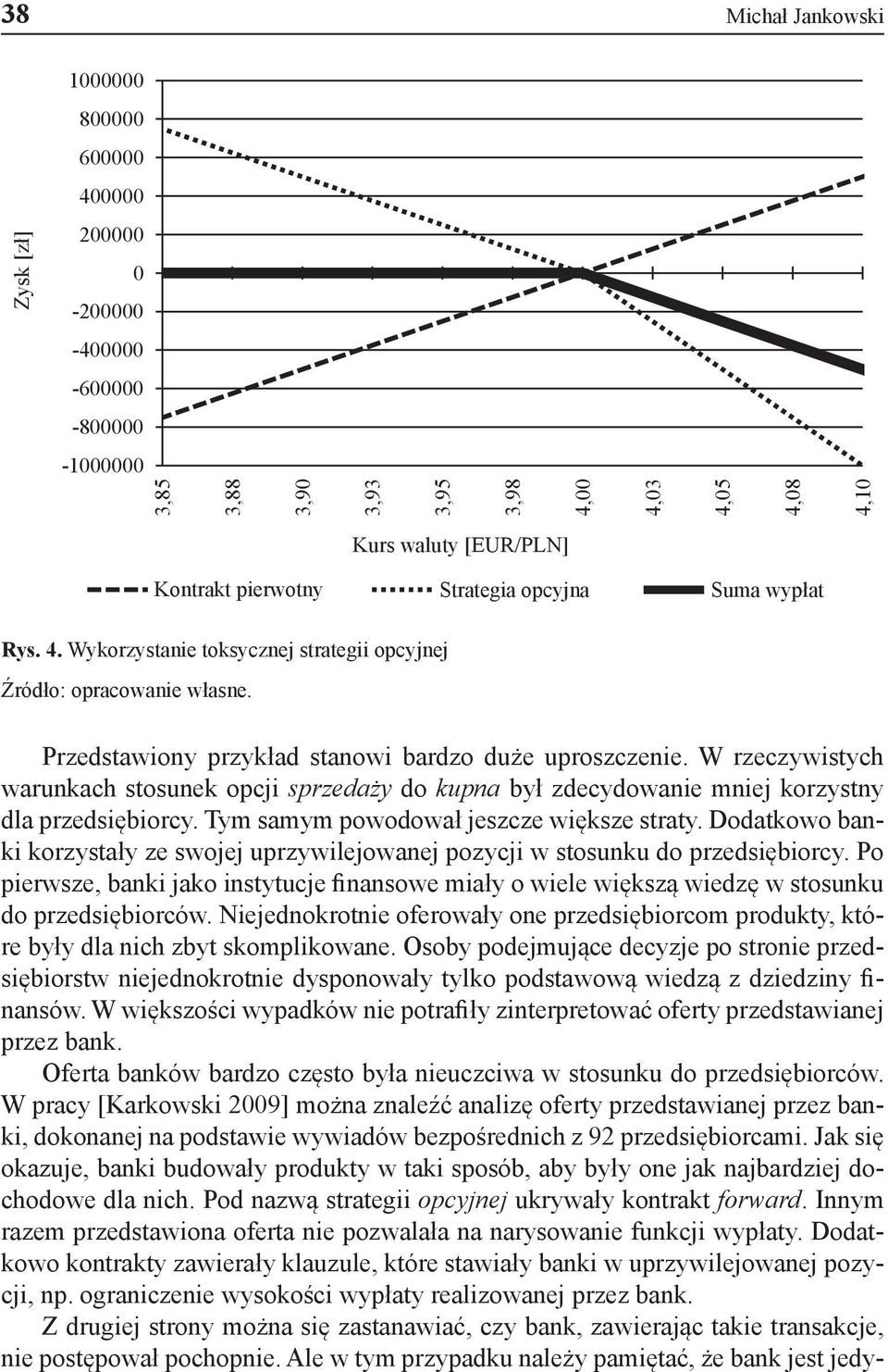 W rzeczywistych warunkach stosunek opcji sprzedaży do kupna był zdecydowanie mniej korzystny dla przedsiębiorcy. Tym samym powodował jeszcze większe straty.