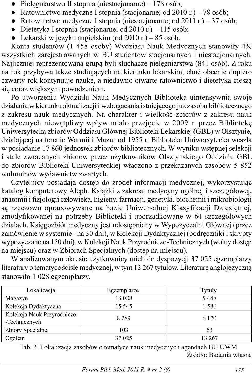 Konta studentów (1 458 osoby) Wydziału Nauk Medycznych stanowiły 4% wszystkich zarejestrowanych w BU studentów stacjonarnych i niestacjonarnych.