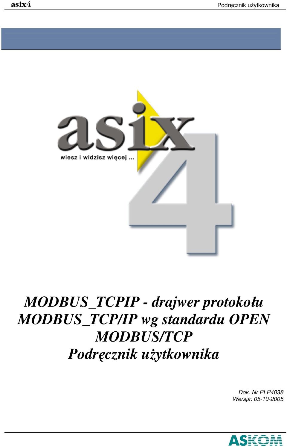 standardu OPEN MODBUS/TCP Podręcznik