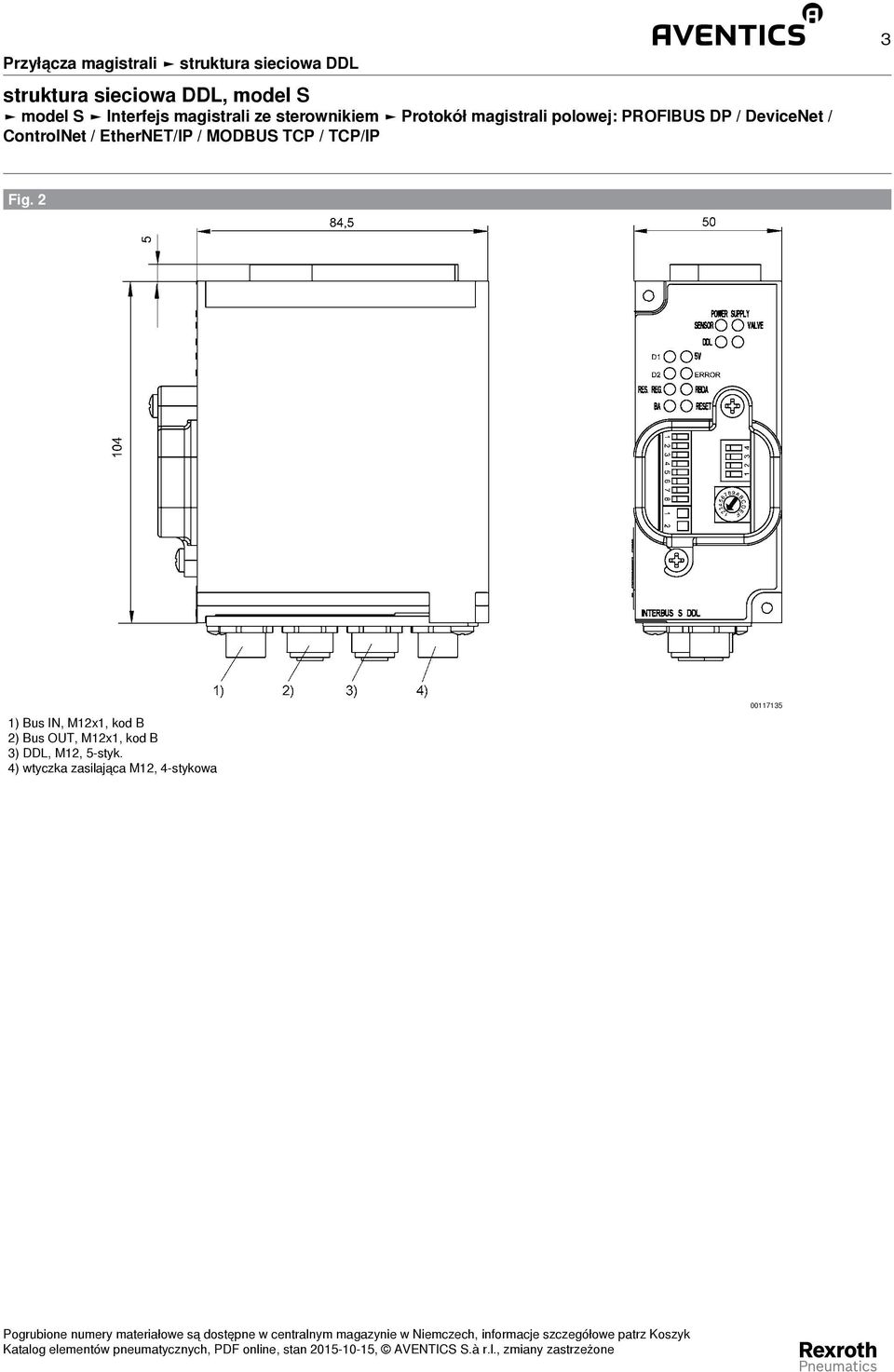 Bus OUT, M12x1, kod B 3) DDL,