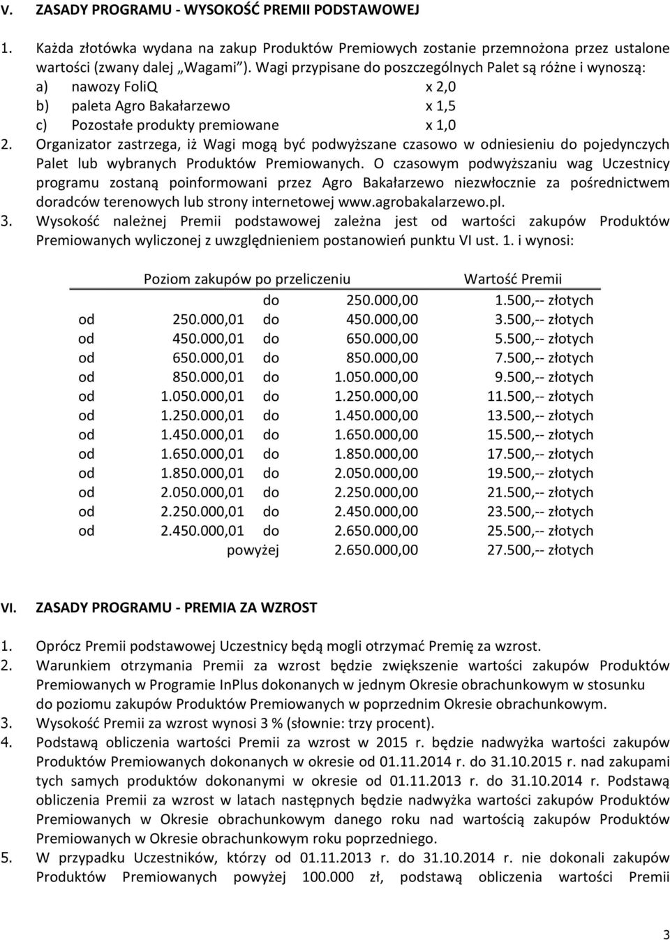 Organizator zastrzega, iż Wagi mogą być podwyższane czasowo w odniesieniu do pojedynczych Palet lub wybranych Produktów Premiowanych.