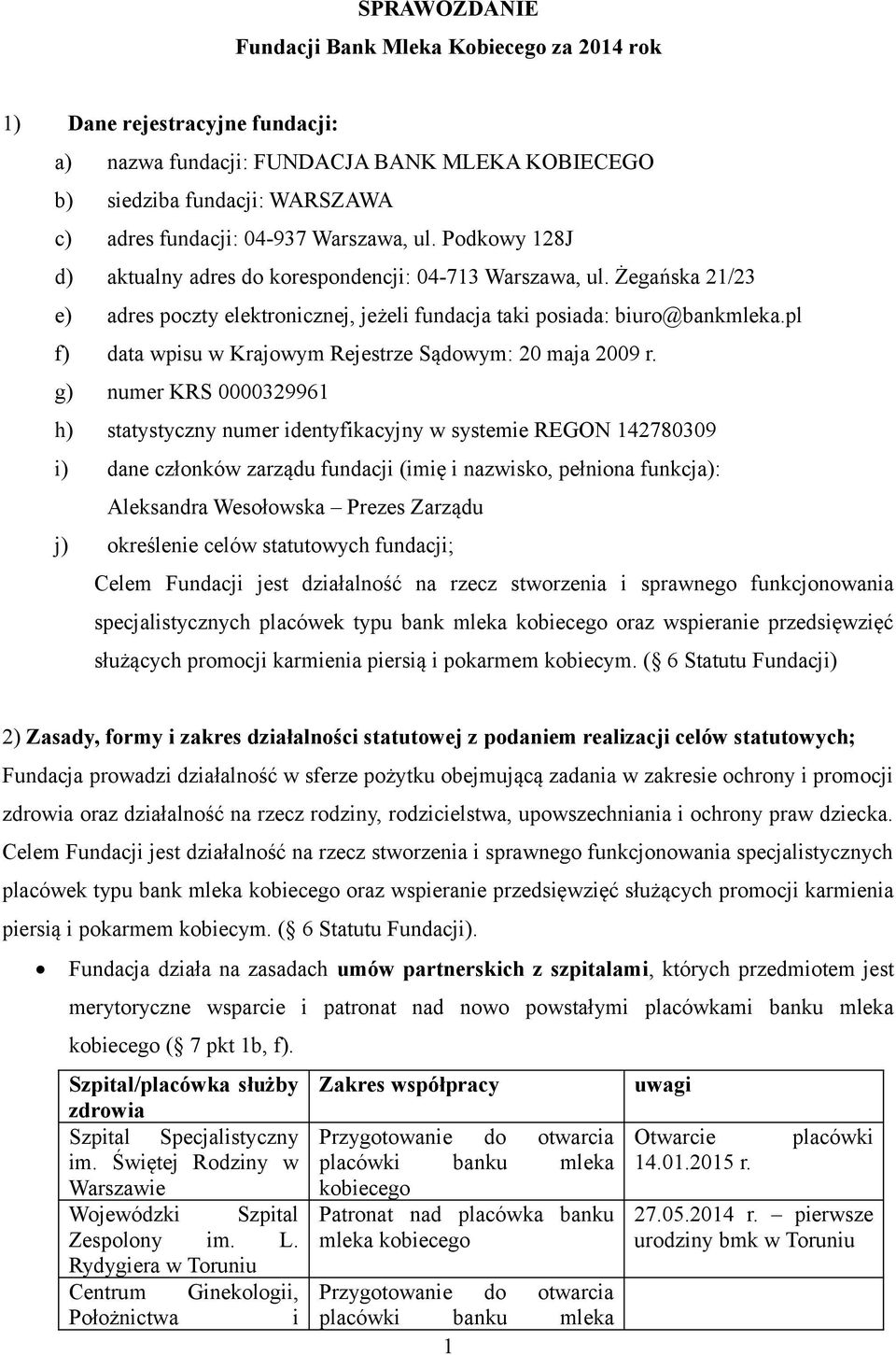 pl f) data wpisu w Krajowym Rejestrze Sądowym: 20 maja 2009 r.