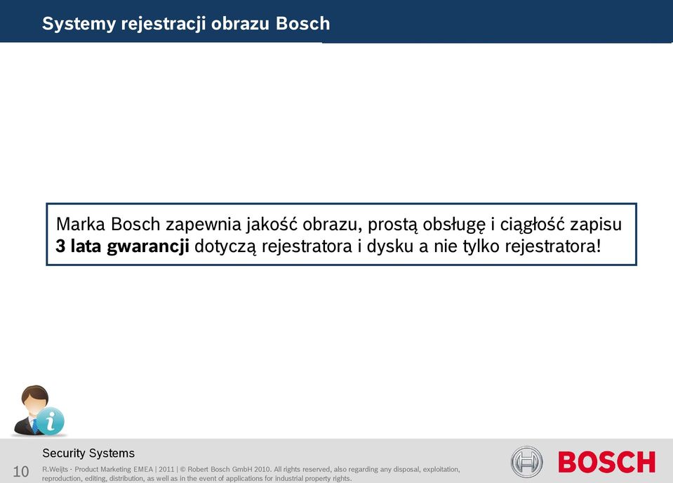 10 R.Weijts - Product Marketing EMEA 2011 Robert Bosch GmbH 2010.