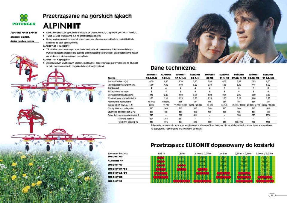 ALPINHIT 44 H specjalny Z krótkim, dostosowanym specjalnie do kosiarek dwuosiowych kozłem wahliwym.