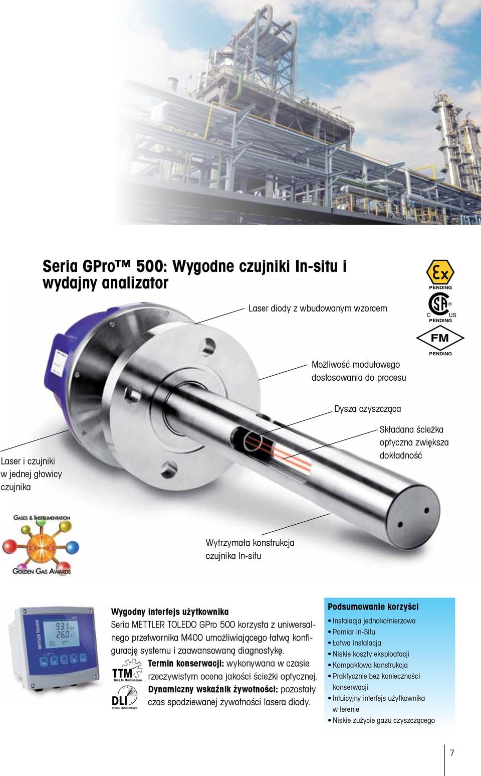 uniwersalnego Max. C Days of operation DLI przetwornika ACTM400 umożliwiającego MAX łatwą konfigurację systemu i zaawansowaną diagnostykę. Dynamic Lifetime Indicator Adaptive Calibration Timer Max.