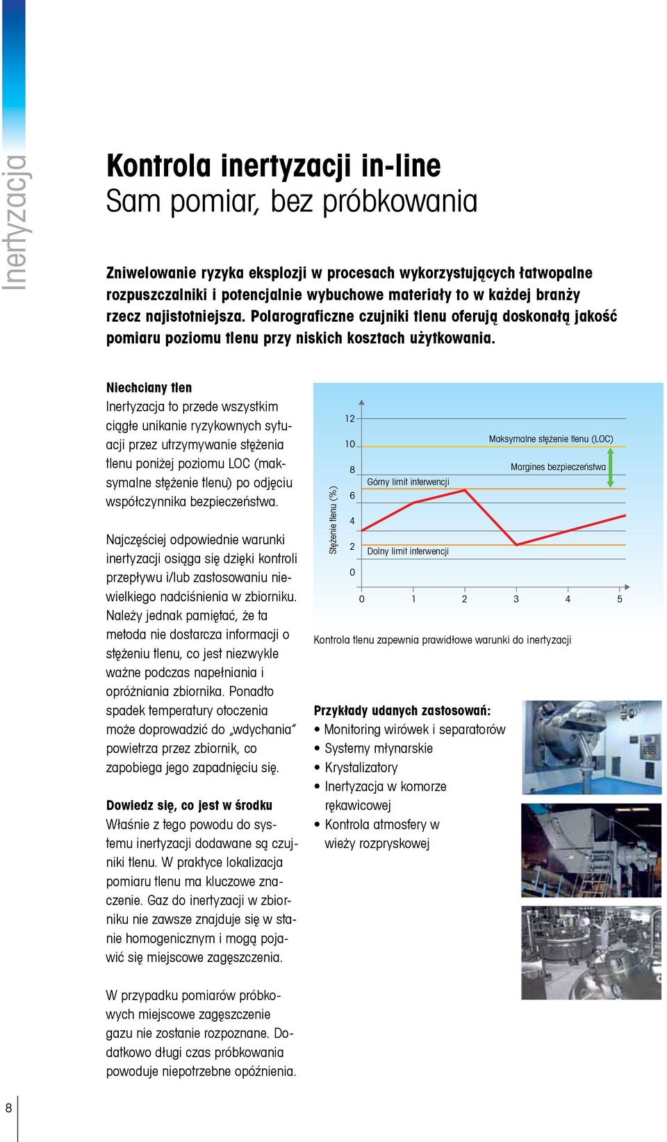 Niechciany tlen Inertyzacja to przede wszystkim ciągłe unikanie ryzykownych sytuacji przez utrzymywanie stężenia tlenu poniżej poziomu LOC (maksymalne stężenie tlenu) po odjęciu współczynnika