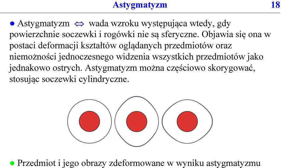 Objawia się ona w postaci deformacji kształtów oglądanych przedmiotów oraz niemożności