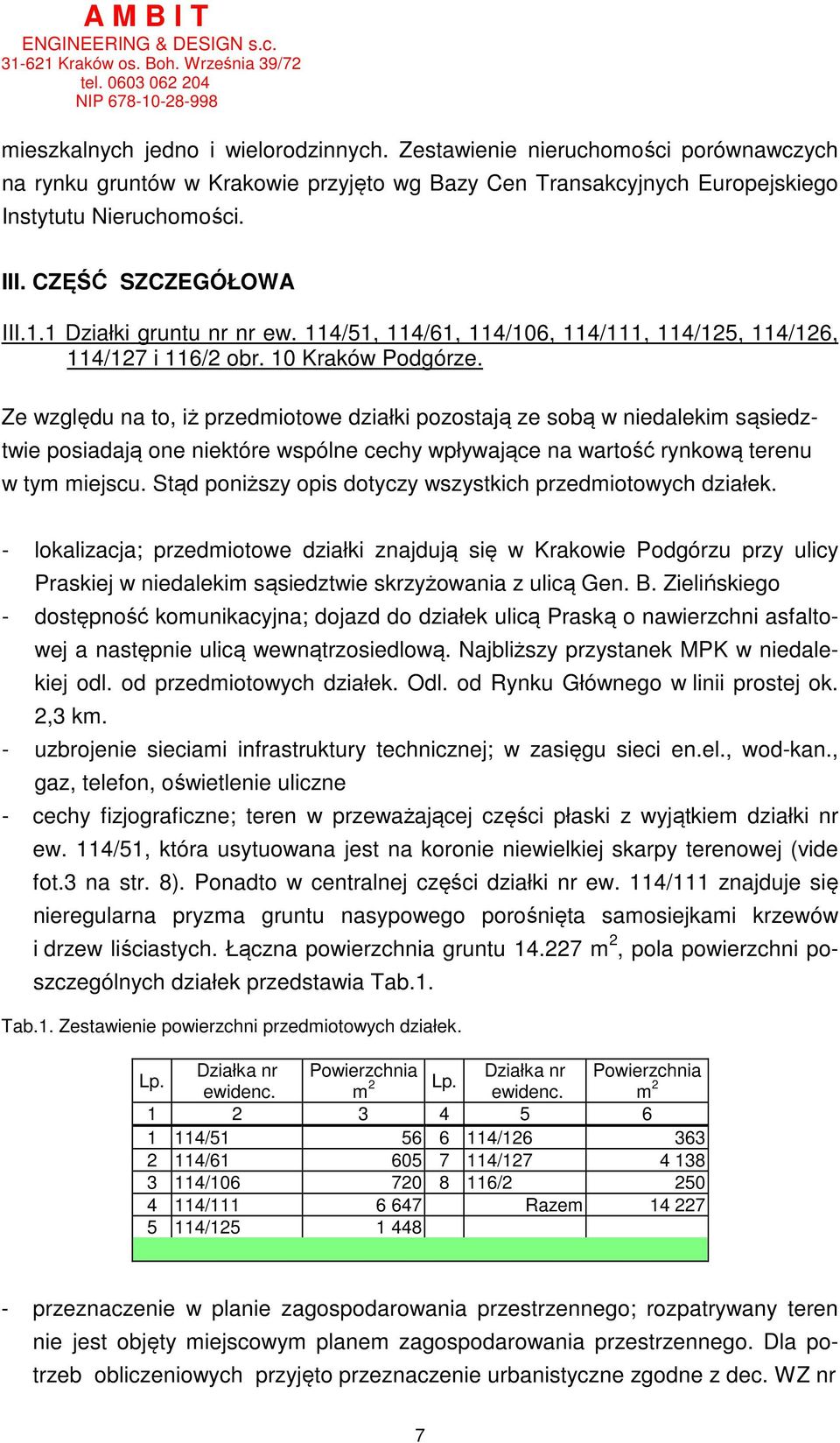 Ze względu na to, iż przedmiotowe działki pozostają ze sobą w niedalekim sąsiedztwie posiadają one niektóre wspólne cechy wpływające na wartość rynkową terenu w tym miejscu.