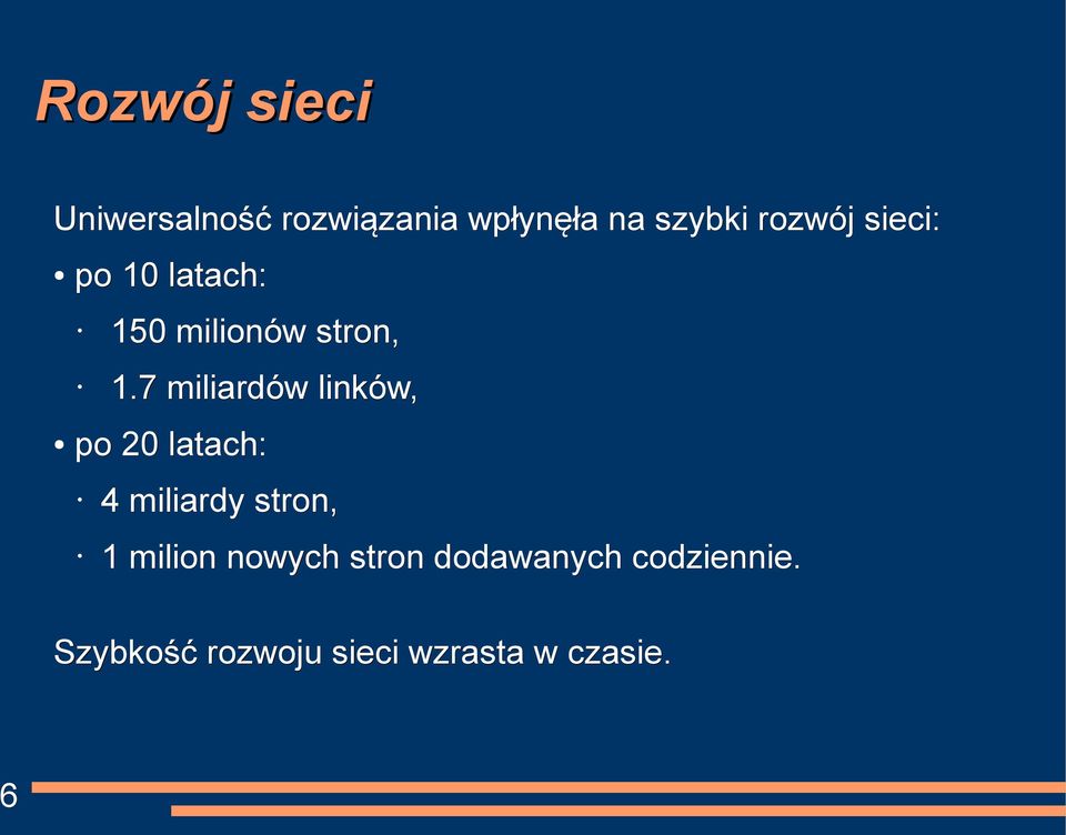 7 miliardów linków, po 2 latach: 4 miliardy stron, 1 milion