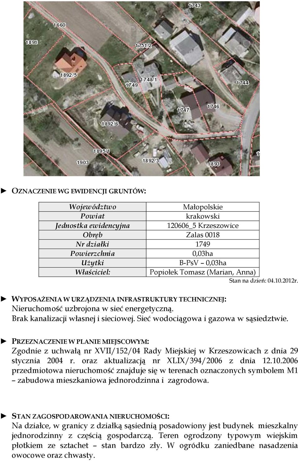 Brak kanalizacji własnej i sieciowej. Sieć wodociągowa i gazowa w sąsiedztwie.