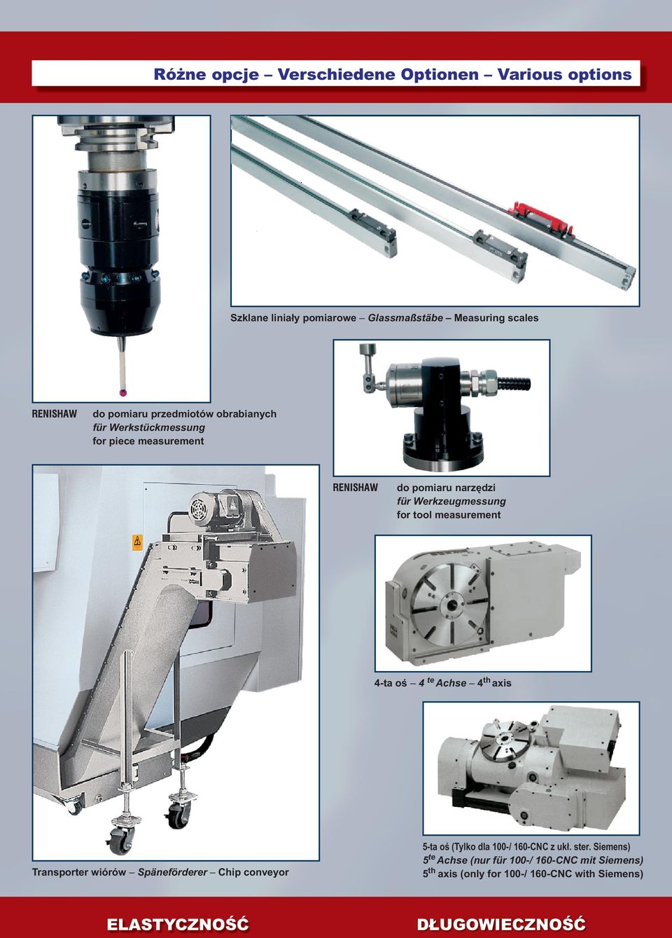 measurement 4-ta oœ 4 te Achse 4th axis Transporter wiórów Späneförderer Chip conveyor ELASTYCZNOŒÆ 5-ta oœ (Tylko dla