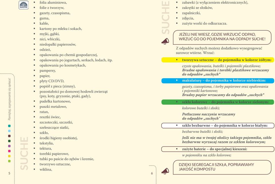 opakowania po kosmetykach, pampersy, papier, płyty CD/DVD, popiół z pieca (zimny), pozostałości po domowej hodowli zwierząt (psy, koty, gryzonie, ptaki, gady), pudełka kartonowe, puszki metalowe,