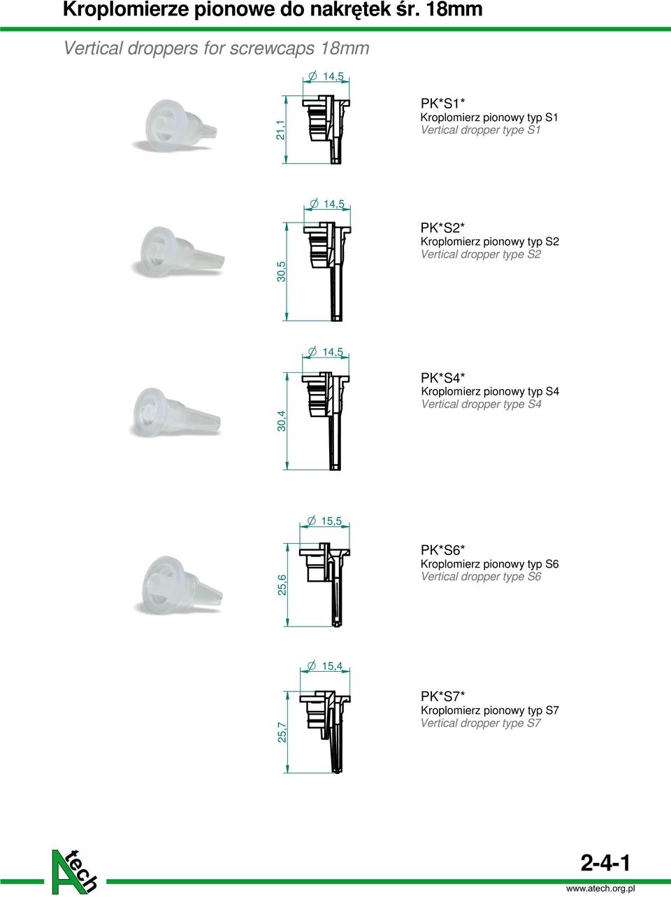 S1 30,5 14,5 PK*S2* Kroplomierz pionowy typ S2 Vertical dropper type S2 30,4 14,5 PK*S4* Kroplomierz