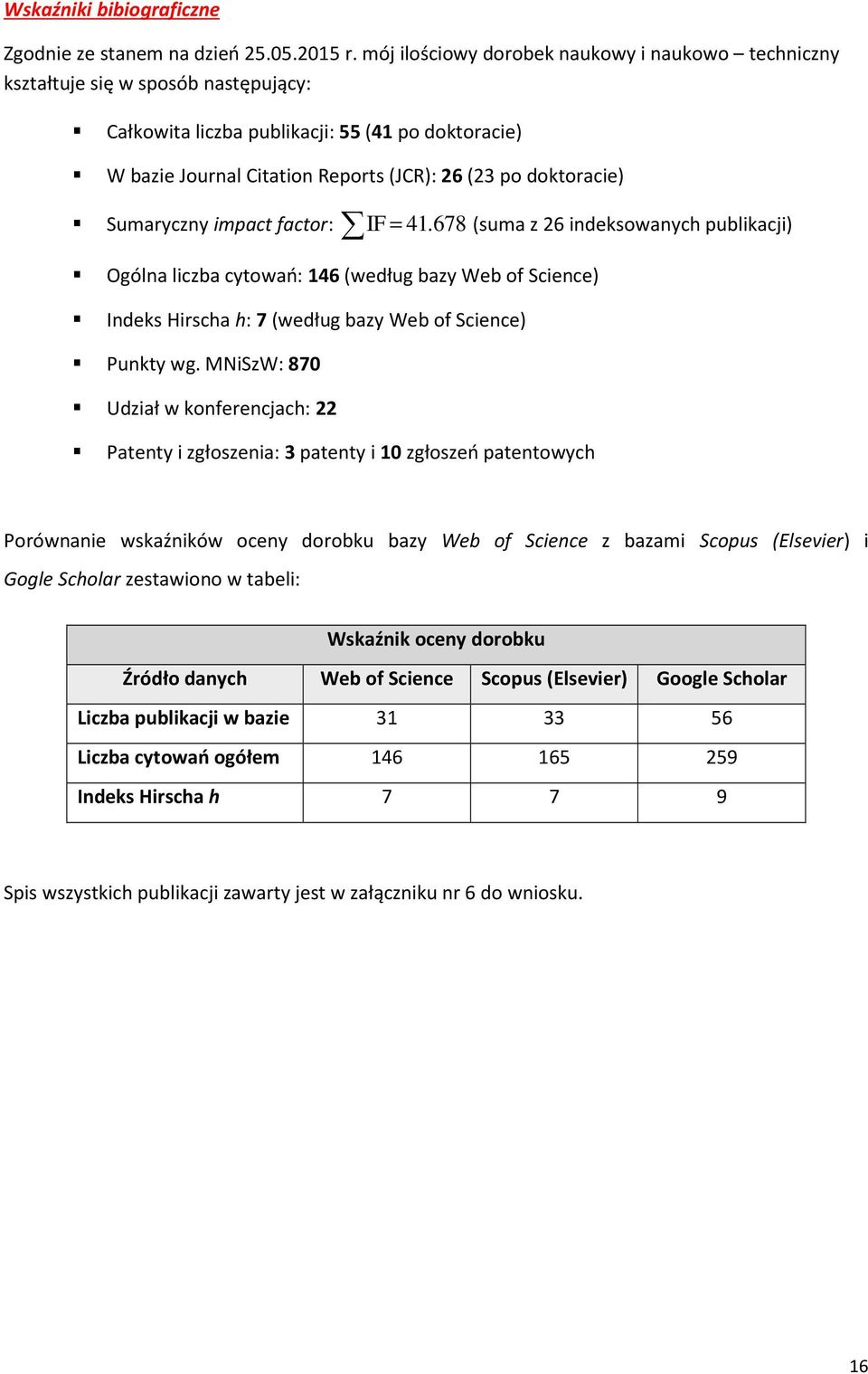 doktoracie) Sumaryczny impact factor: IF = 41.