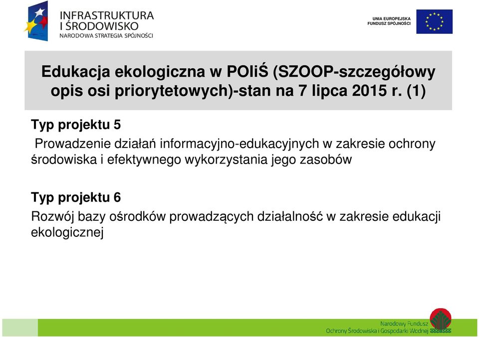 (1) Typ projektu 5 Prowadzenie działań informacyjno-edukacyjnych w zakresie