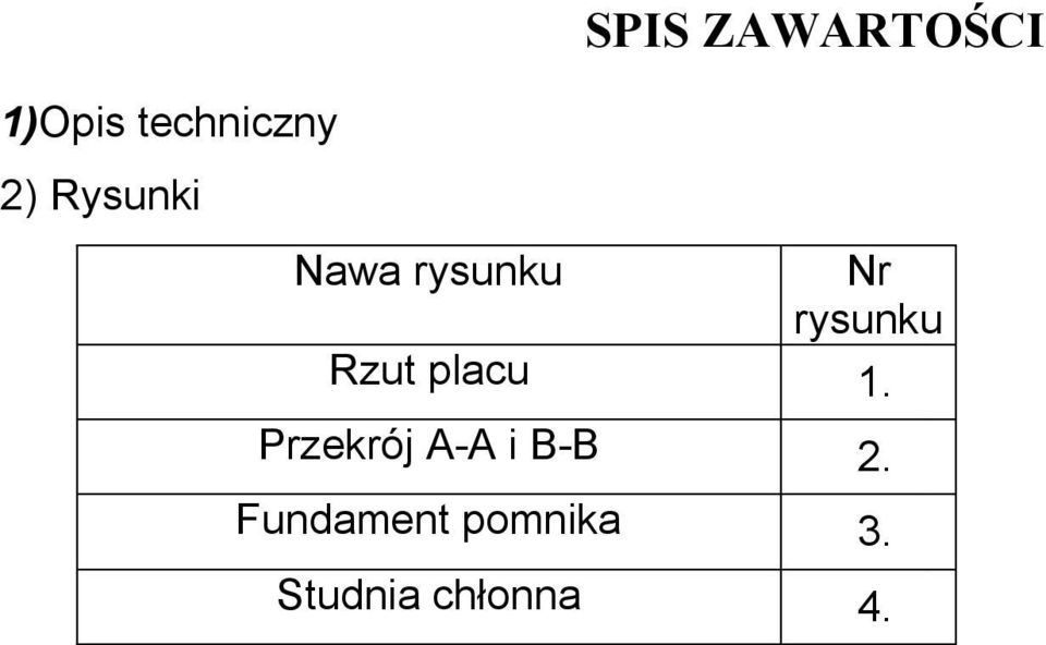 Rzut placu 1. Przekrój A-A i B-B 2.